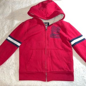 Boys size 7-8 Sherpa Lined Hooded Zip Up Sweatshirt